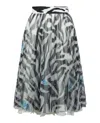 Off-white Zebra Pleated Midi Skirt In Grey