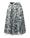 OFF-WHITE OFF-WHITE ZEBRA PLEATED MIDI SKIRT WOMAN MIDI SKIRT BLACK SIZE 8 POLYESTER