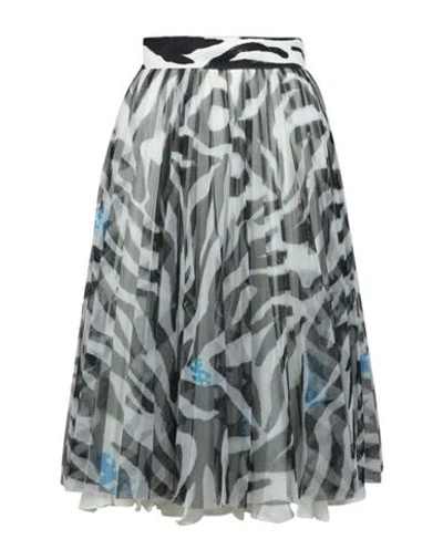 Off-white Zebra Pleated Midi Skirt In White