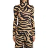 Off-white Zebra Print Logo Turtleneck Top In Beige Black