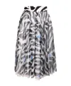 Off-white Zebra Pleated Midi Skirt In Gray