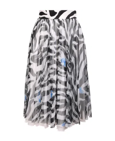 OFF-WHITE OFF-WHITE LEOPARD PRINTED PLEATED TULLE SKIRT