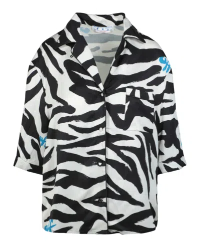 Off-white Zebra Printed Short Sleeve Shirt In Black