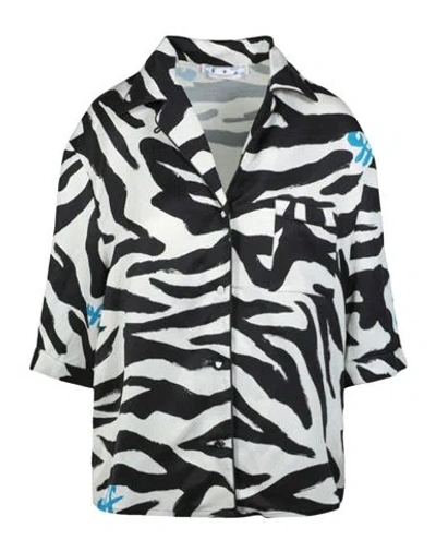 Off-white Zebra Printed Short Sleeve Shirt Woman Shirt Black Size 4 Viscose, Linen
