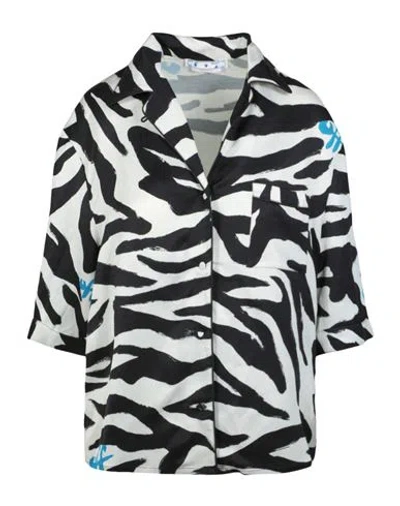 Off-white Zebra Printed Short Sleeve Shirt In Black