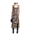 Off-white Zebra Print Side-slit Dress In Black