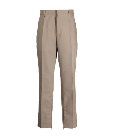 Off-white Zip-detail Cotton Tailored Trousers In Nude