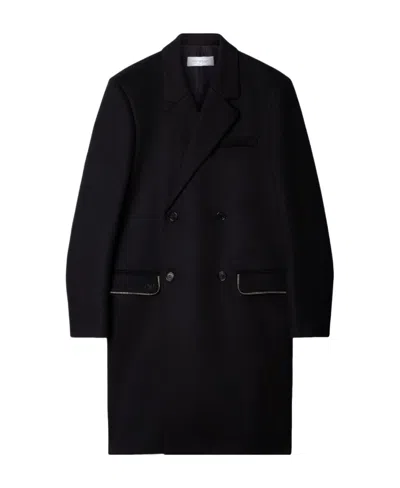 Off-white Zip-detail Virgin Wool Coat In Black