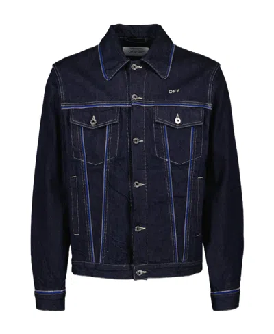 Off-white Zip-embellished Denim Jacket In Black