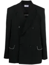 Off-white Virgin Wool Double-breasted Blazer In Black