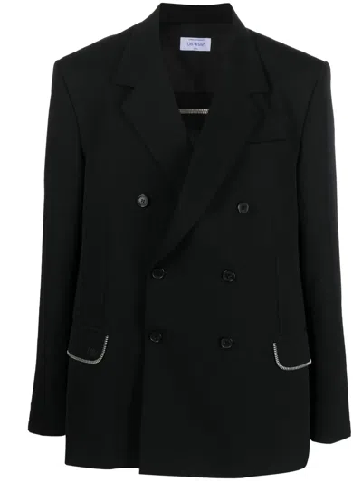 OFF-WHITE ZIP-EMBELLISHED VIRGIN-WOOL BLAZER