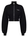Off-white Floral Print Cropped Sweatshirt With High Collar In Black
