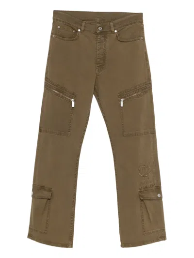 Off-white Zip-pocket Embroidery Trousers In Green