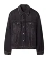 Off-white For Ever Denim Skate Jacket With Decorative Zips In Black