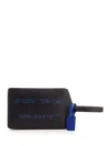 Off-white Zip Tie Medium Leather Clutch In Black