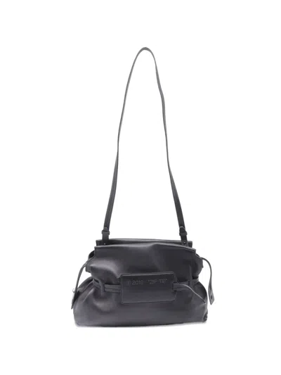 Pre-owned Off-white Zip-tie Leather Clutch Bag In Black