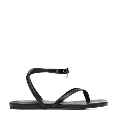 Off-white Zip Tie Leather Sandals In Black