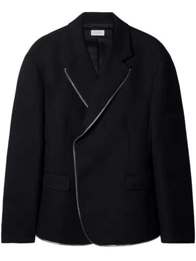 Off-white Zip Trim Japanese Virgin Wool Blazer In Black