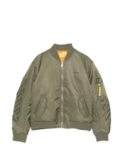 Off-white Zip-up Bomber Jacket In Green