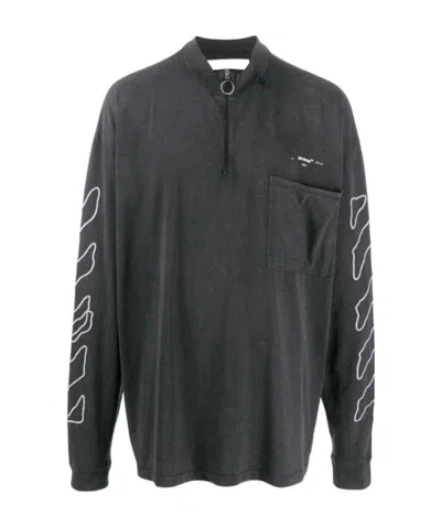 Off-white Zipper Collar Long-sleeved T-shirt In Black