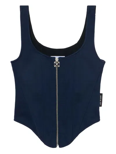 Off-white Zipper Corset Top In Blue