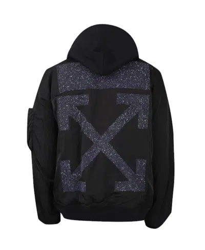 Off-white Zipper Hooded Casual Jacket In Black