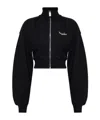 Off-white Floral Print Cropped Sweatshirt With High Collar In Black
