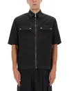 Off-white Arrow Print Zip-up Short-sleeve Shirt In Black