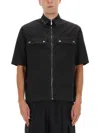 Off-white Arrow Print Zip-up Short-sleeve Shirt In Black