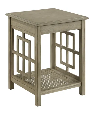 Office Star Cambridge 20" W X 22.25" H Square Wooden Accent Side Table In Bone Finish