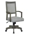 OFFICE STAR DELUXE SOLID WOOD AND CANE BACK 26.4" X 42" BANKERS CHAIR WITH ANTIQUE-LIKE GRAY FINISH FRAME AND GR