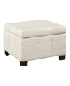 OFFICE STAR DETOUR STRAP 29.75" SQUARE STORAGE OTTOMAN IN CREAM FAUX LEATHER UPHOLSTERY AND WOOD