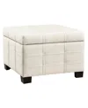 OFFICE STAR DETOUR STRAP 29.75" SQUARE STORAGE OTTOMAN IN WOOD AND LINEN FABRIC UPHOLSTERY