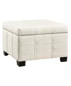 Office Star Detour Strap 29.75" Square Storage Ottoman In Wood And Linen Fabric Upholstery In Linen