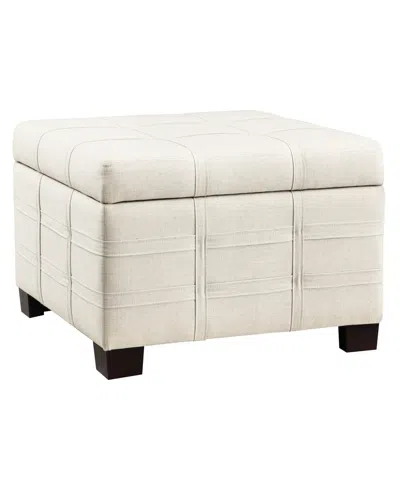 Office Star Detour Strap 29.75" Square Storage Ottoman In Wood And Linen Fabric Upholstery