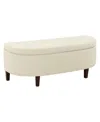 Office Star Jaycee 59.5" W Storage Bench In Wood With Linen Fabric Upholstery In Linen