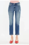 Official Kancan Usa Evelin Mid Rise Cropped Straight Jeans In Dark Wash
