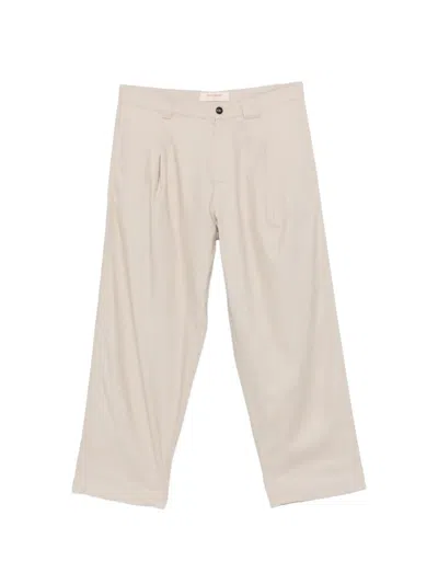 Officina 36 Belt-loop Pleated Trousers In Neutral