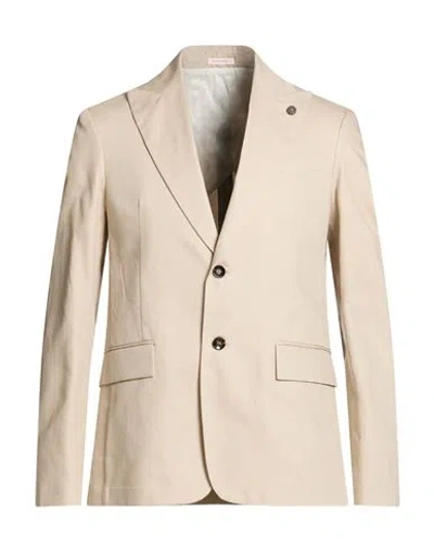 Officina 36 Man Blazer Beige Size 44 Cotton, Linen In Neutral