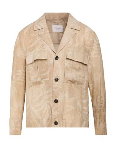 Officina 36 Man Blazer Beige Size Xl Linen In Brown