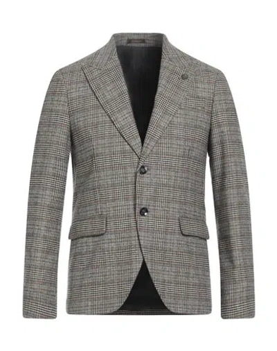 Officina 36 Man Blazer Black Size 44 Polyester, Acrylic, Virgin Wool In Gray