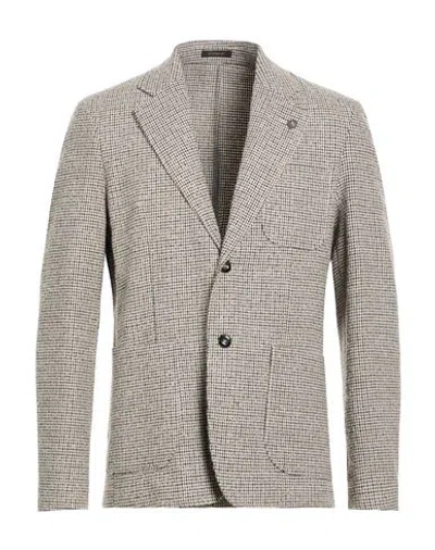 Officina 36 Man Blazer Brown Size 40 Cotton, Polyester, Wool, Acrylic In Gray