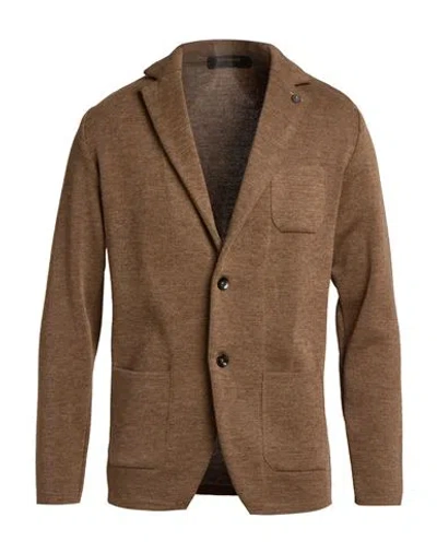 Officina 36 Man Blazer Camel Size S Acrylic, Wool In Brown