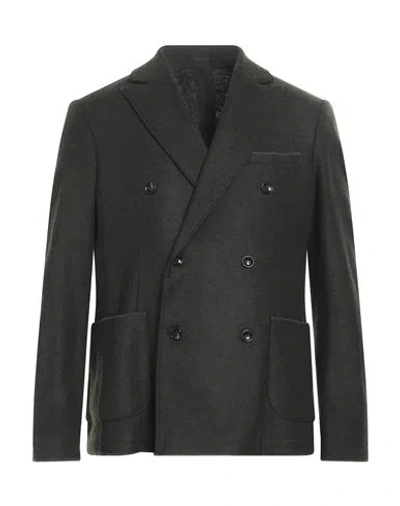 Officina 36 Man Blazer Dark Green Size 40 Polyester, Virgin Wool, Acrylic In Black