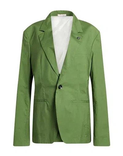 Officina 36 Man Blazer Green Size 38 Cotton, Elastane