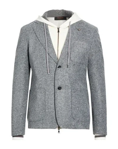 Officina 36 Man Blazer Grey Size 38 Acrylic, Polyester, Wool In Gray