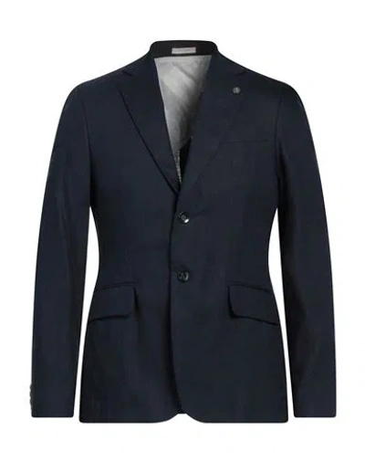 Officina 36 Man Blazer Midnight Blue Size 44 Linen