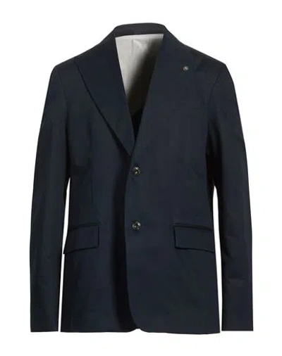 Officina 36 Man Blazer Navy Size 44 Cotton, Linen In Blue