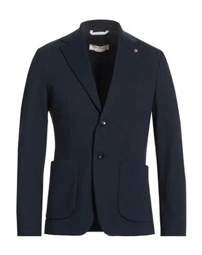 Officina 36 Man Blazer Navy Size 44 Cotton, Polyester, Elastane In Blue