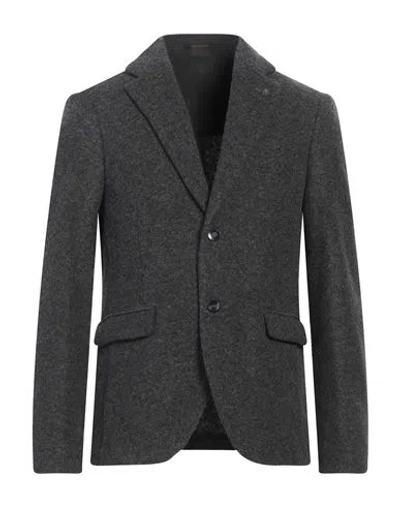 Officina 36 Man Blazer Steel Grey Size 42 Polyester, Virgin Wool In Gray